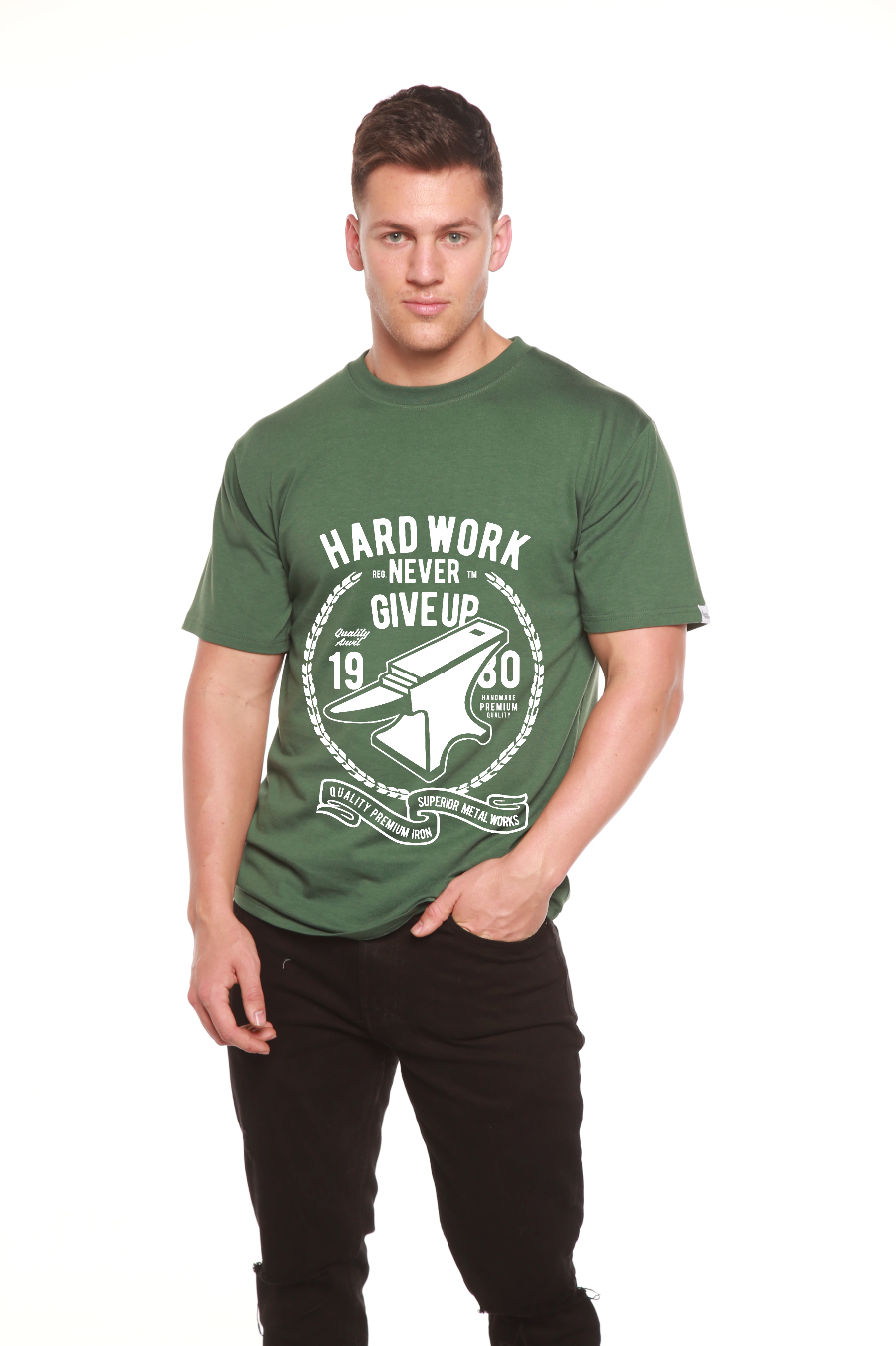 Spun Bamboo Hard Work Anvil Men's Bamboo Viscose/Organic Cotton Short Sleeve Graphic T-Shirt — packaging