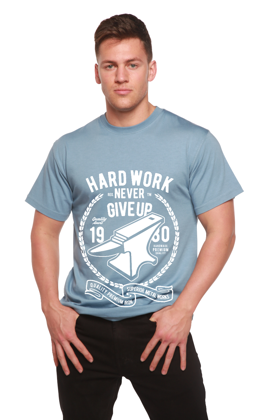 Spun Bamboo Hard Work Anvil Men's Bamboo Viscose/Organic Cotton Short Sleeve Graphic T-Shirt — fabric or material detail