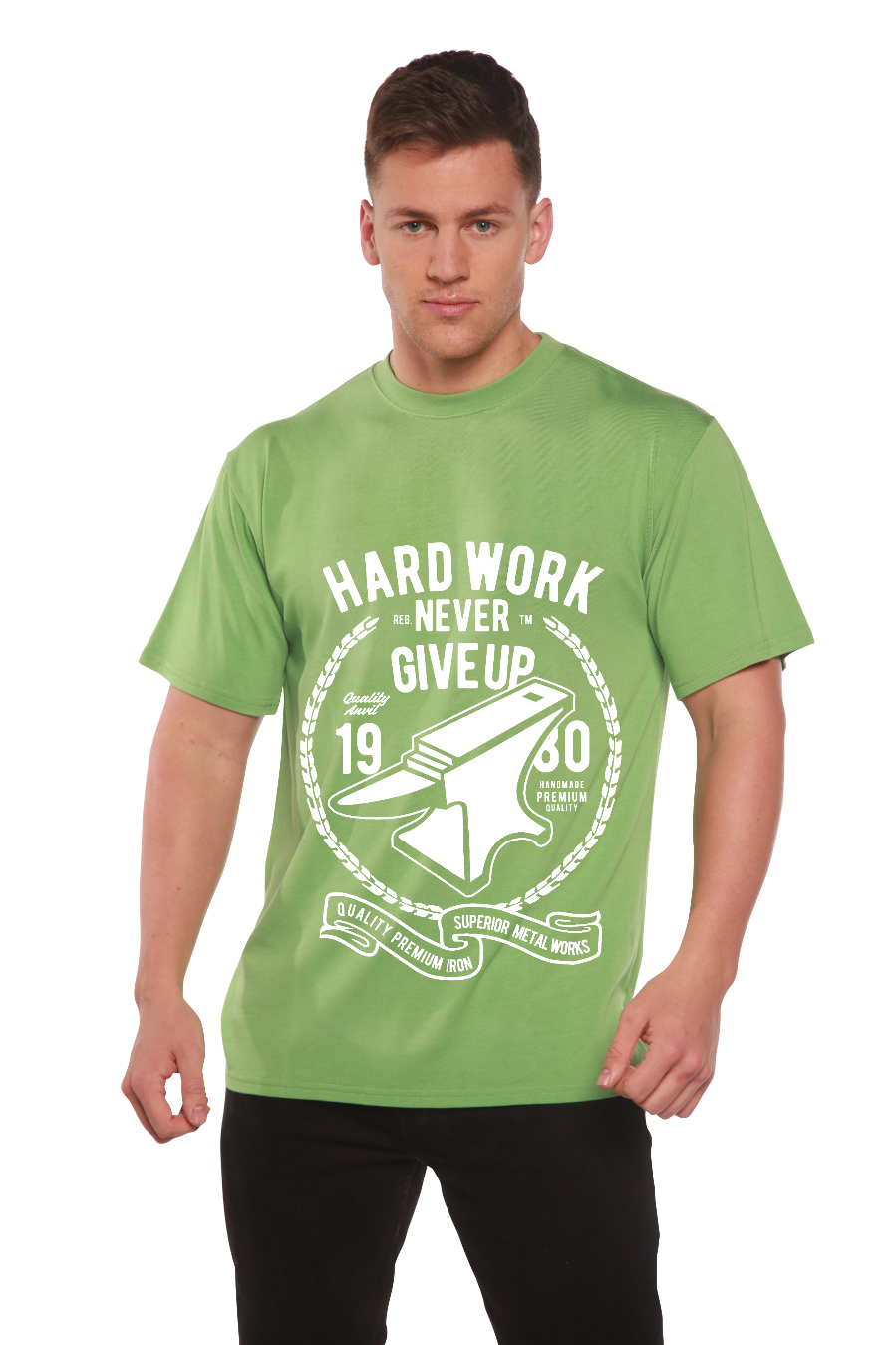 Spun Bamboo Hard Work Anvil Men's Bamboo Viscose/Organic Cotton Short Sleeve Graphic T-Shirt — side view