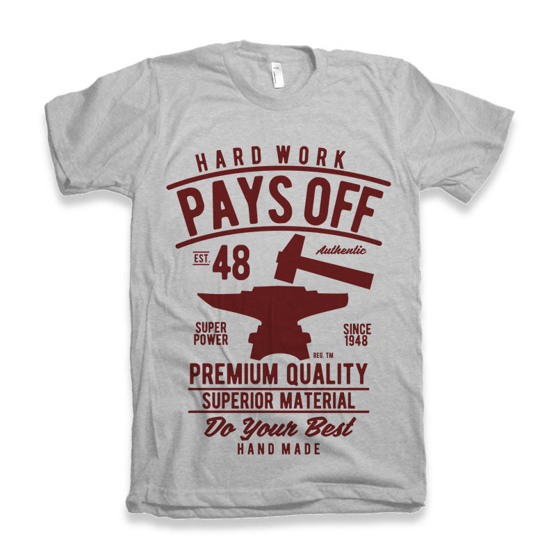Spun Bamboo Hard Work Pays Men's Bamboo Viscose/Organic Cotton Short Sleeve Graphic T-Shirt — detail close-up