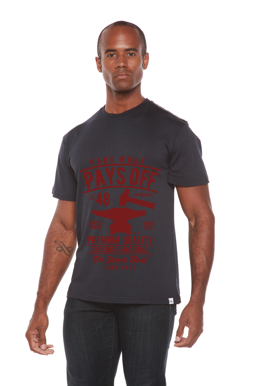 Spun Bamboo Hard Work Pays Men's Bamboo Viscose/Organic Cotton Short Sleeve Graphic T-Shirt — lifestyle context