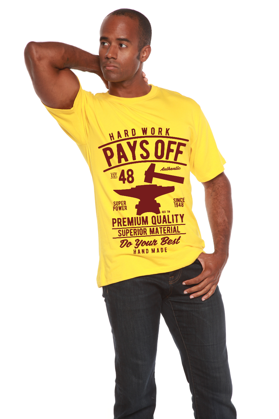 Spun Bamboo Hard Work Pays Men's Bamboo Viscose/Organic Cotton Short Sleeve Graphic T-Shirt — main product shot