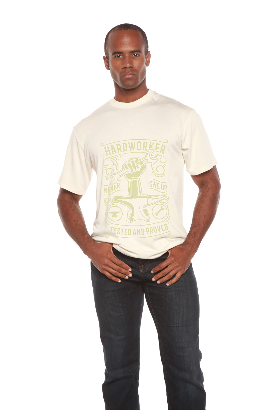 Spun Bamboo Hard Worker Men's Bamboo Viscose/Organic Cotton Short Sleeve Graphic T-Shirt — alternative angle
