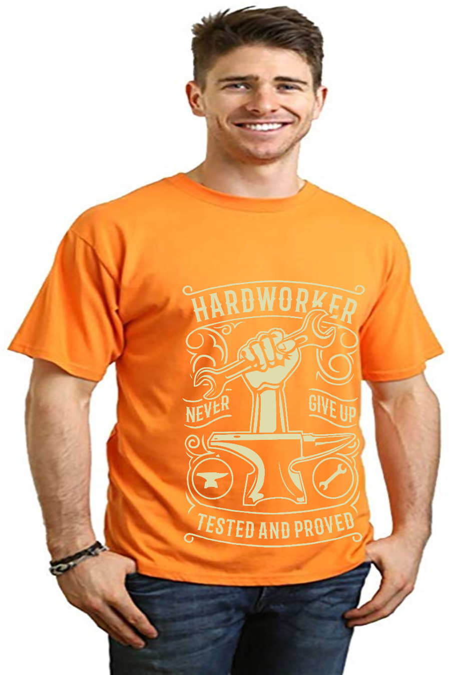 Spun Bamboo Hard Worker Men's Bamboo Viscose/Organic Cotton Short Sleeve Graphic T-Shirt — size reference