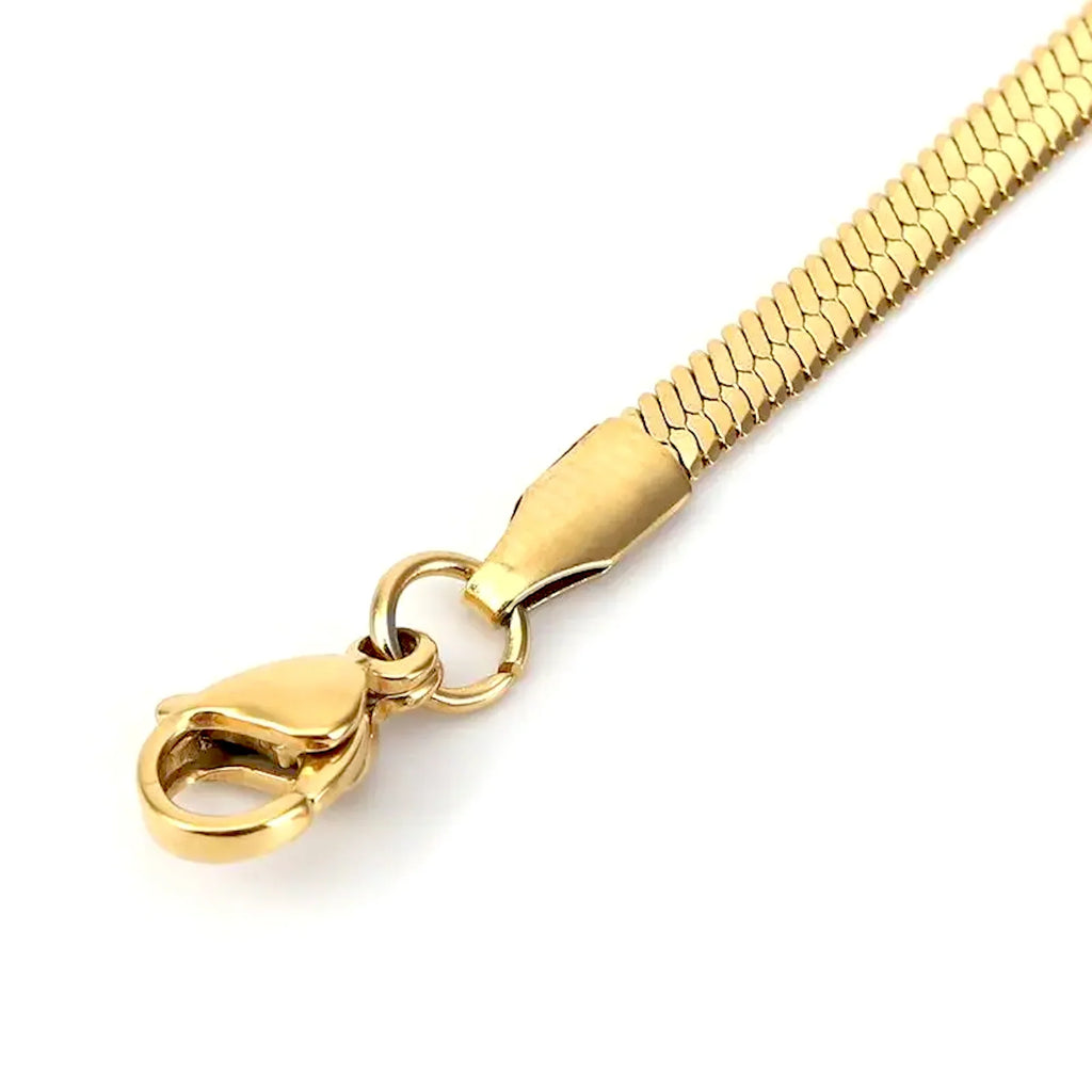SORI STYLE Herringbone Snake Chain Necklace - Flat Statement Choker Jewelry — size reference
