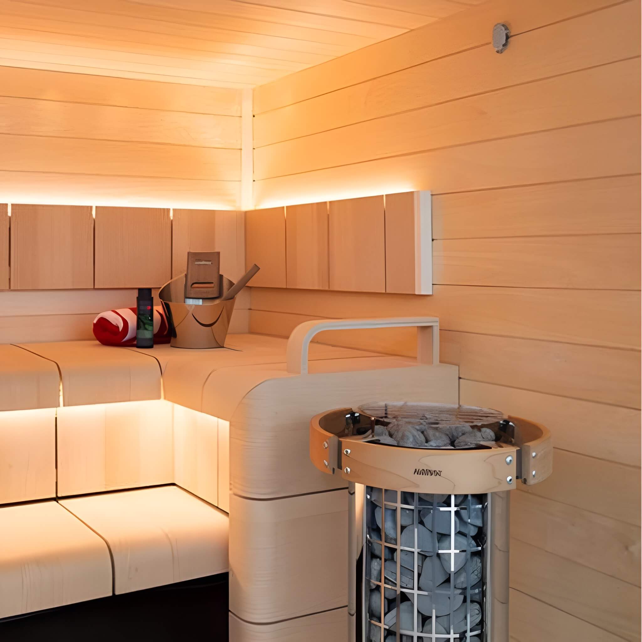 Harvia Cilindro UL Certified Electric Sauna Heater With Xenio CX45 Digital Control Panel & Sauna Stones [PC60/80/90/110E] (SA