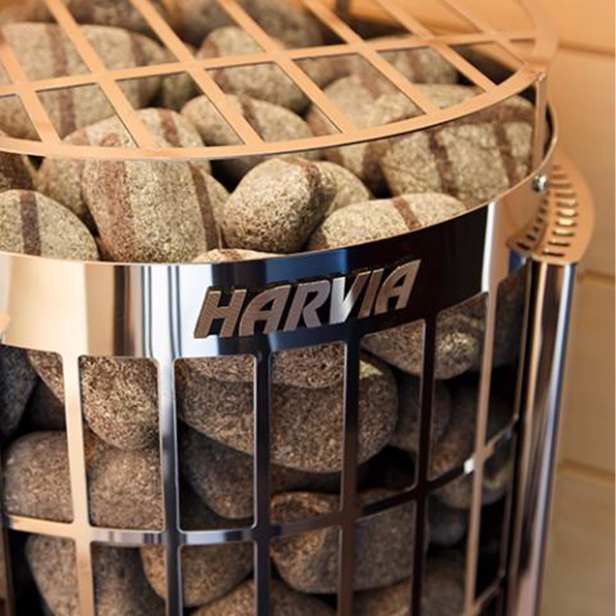 Harvia Cilindro UL Certified Electric Sauna Heater With Xenio CX45 Digital Control Panel & Sauna Stones [PC60/80/90/110E] (SA