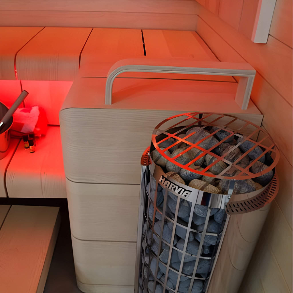 Harvia Cilindro UL Certified Electric Sauna Heater With Xenio CX45 Digital Control Panel & Sauna Stones [PC60/80/90/110E] (SA