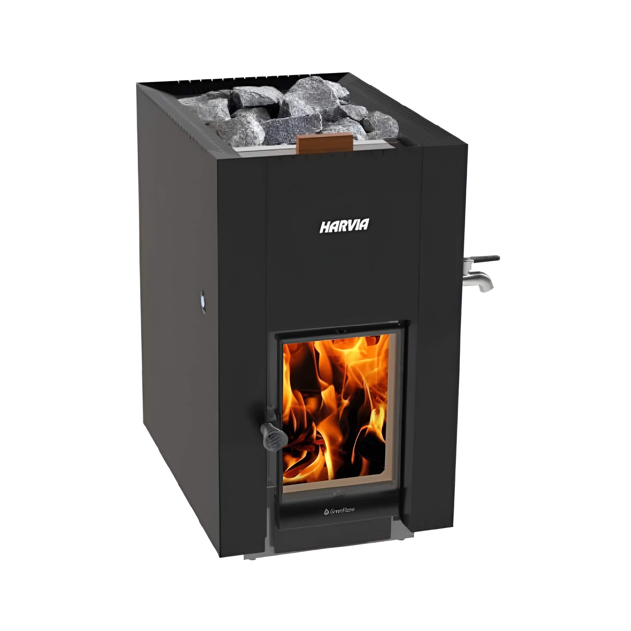 Harvia GreenFlame ES 22 Linear 15.7KW Black Wood Sauna Stove With Sauna Stones [WKLI22GESM] (SAK31692) – SAKSBY WHOLESALE, vi