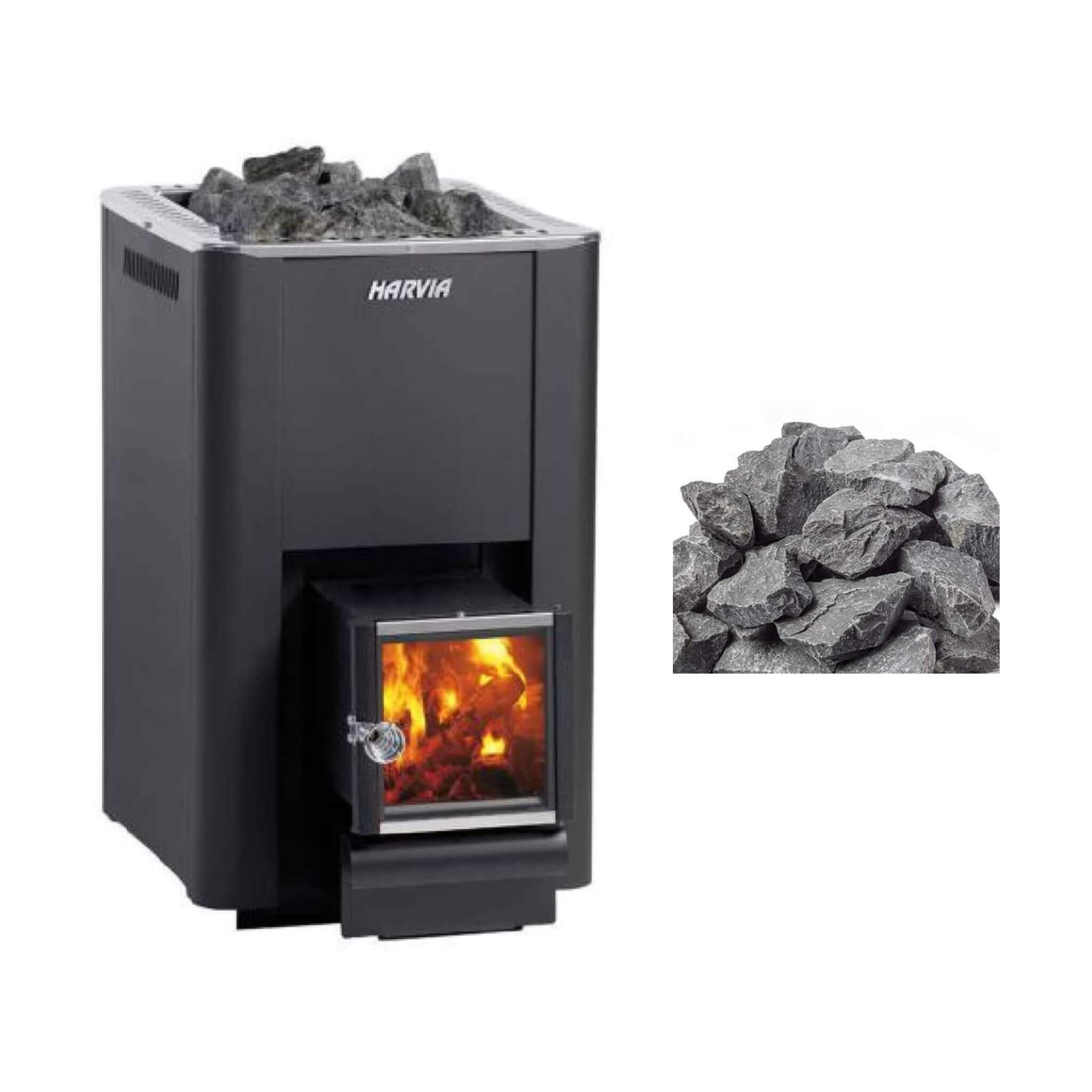 Harvia Pro 20 SL 24.1 KW Wood-Burning Sauna Stove With Exterior Feed & Sauna Stones [WKPR20SLM] (SAK73985) – SAKSBY WHOLESALE