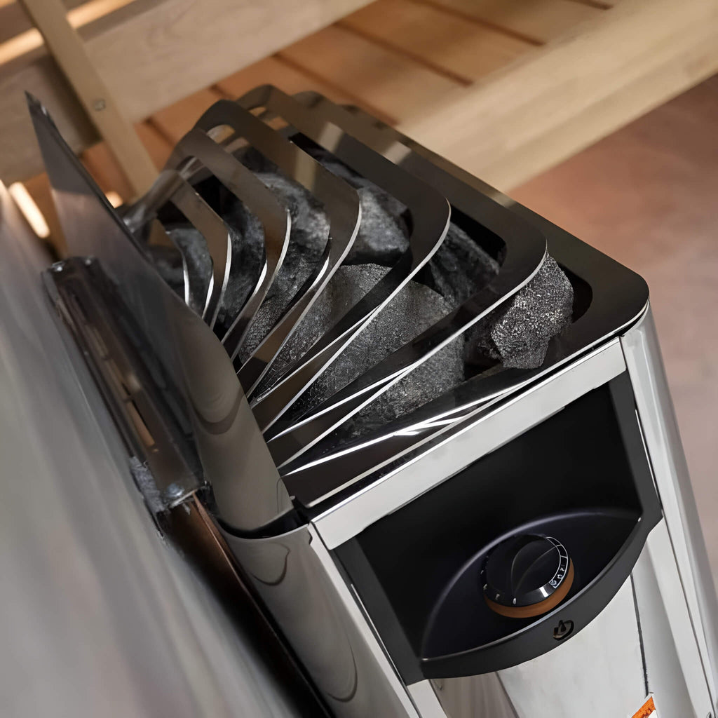 Harvia The Wall Stainless Steel Built-In Wall Mount Sauna Heater With Illuminated Controls & Sauna Stones [SW60/80] (SAK21467