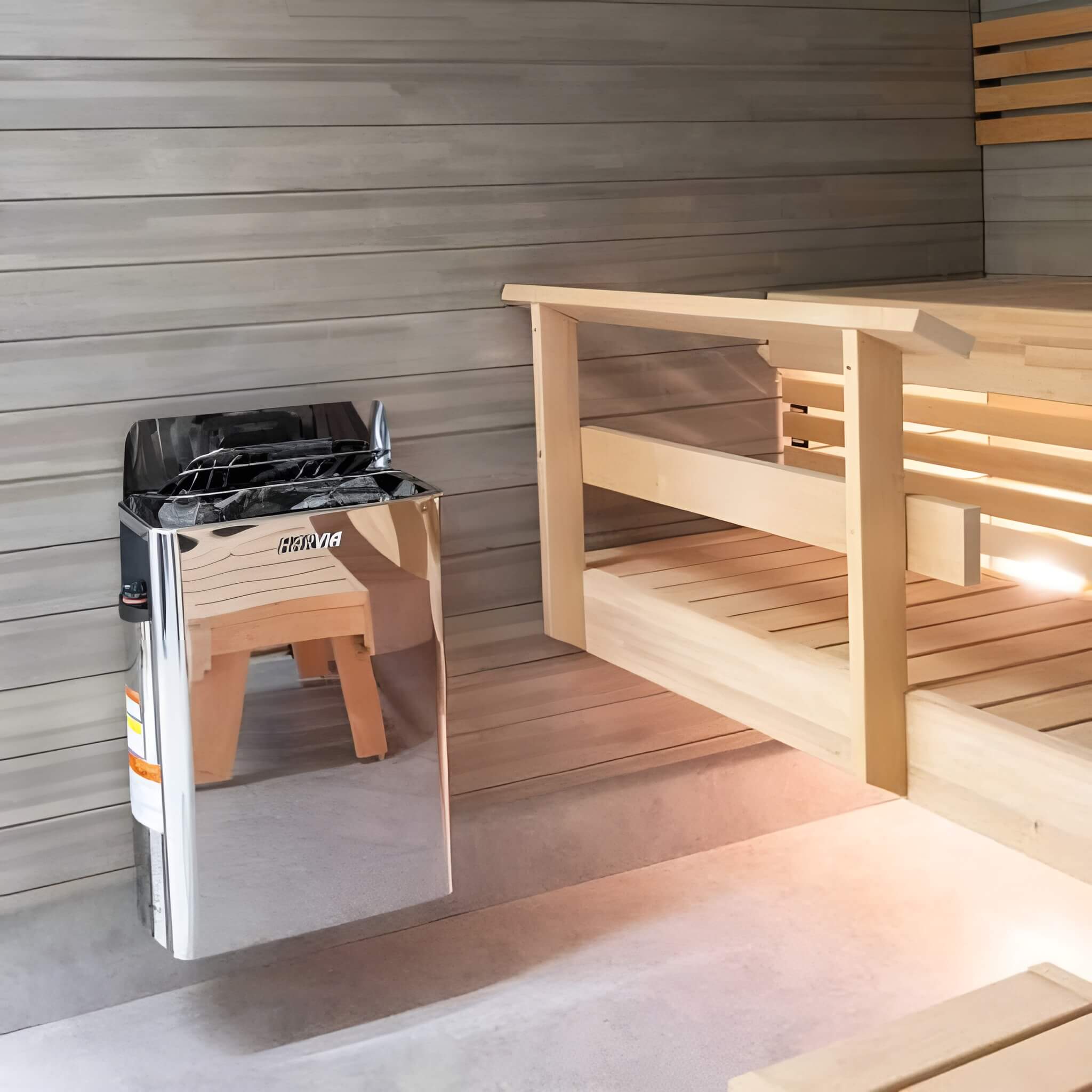 Harvia The Wall Stainless Steel Built-In Wall Mount Sauna Heater With Illuminated Controls & Sauna Stones [SW60/80] (SAK21467