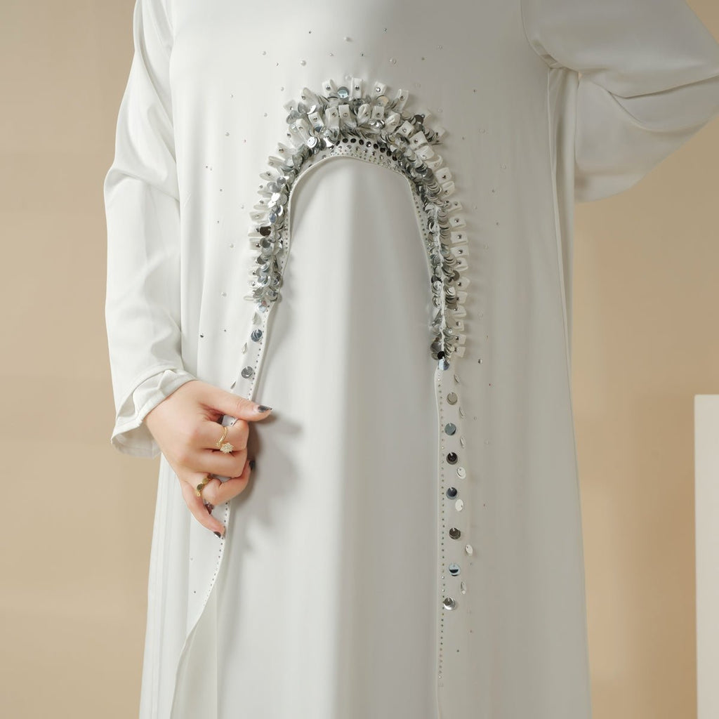Mariam's Collection Haute Couture Abaya, Heavy-Crafted 3-Layer Cape Abaya (MA096) — detail shot 9