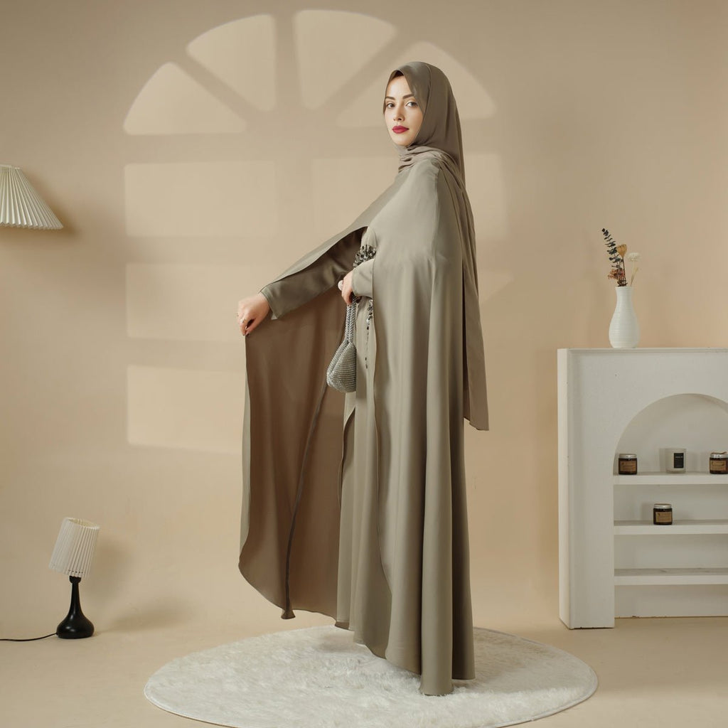 Mariam's Collection Haute Couture Abaya, Heavy-Crafted 3-Layer Cape Abaya (MA096) — comparison shot