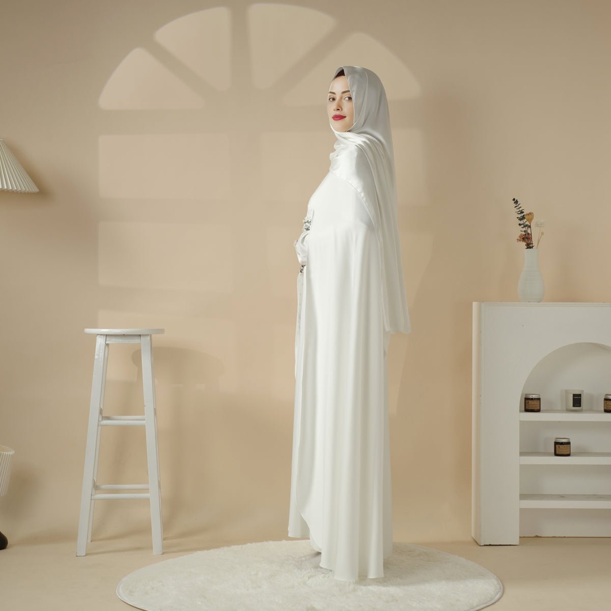 Mariam's Collection Haute Couture Abaya, Heavy-Crafted 3-Layer Cape Abaya (MA096) — lifestyle worn / used context