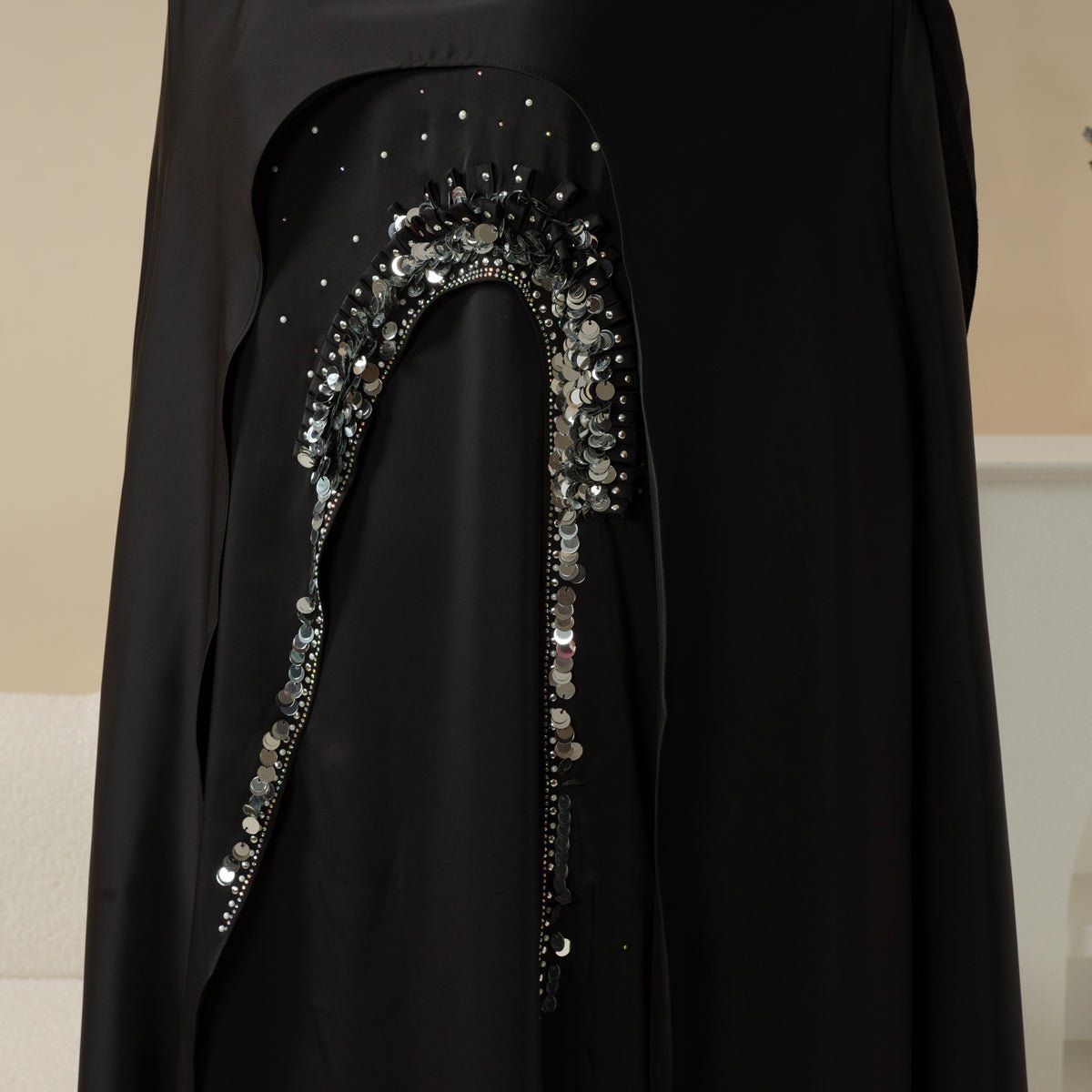 Mariam's Collection Haute Couture Abaya, Heavy-Crafted 3-Layer Cape Abaya (MA096) — alternative angle
