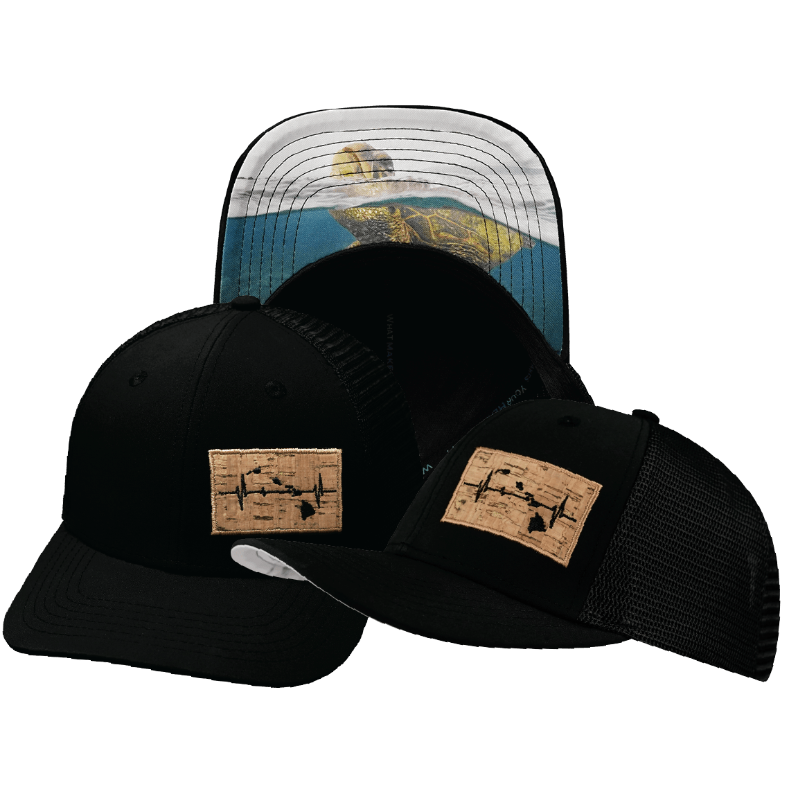 The Heartbeat Brand Hawaii Baseball Hat — Black — main product shot