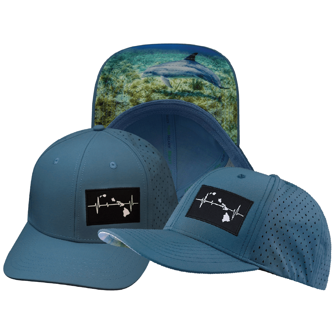 The Heartbeat Brand Hawaii Baseball Hat — Sea Blue — main product shot