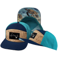 The Heartbeat Brand Hawaii Hat - Flat Bill - Cork - Navy / Teal - Laser Mesh — main product shot