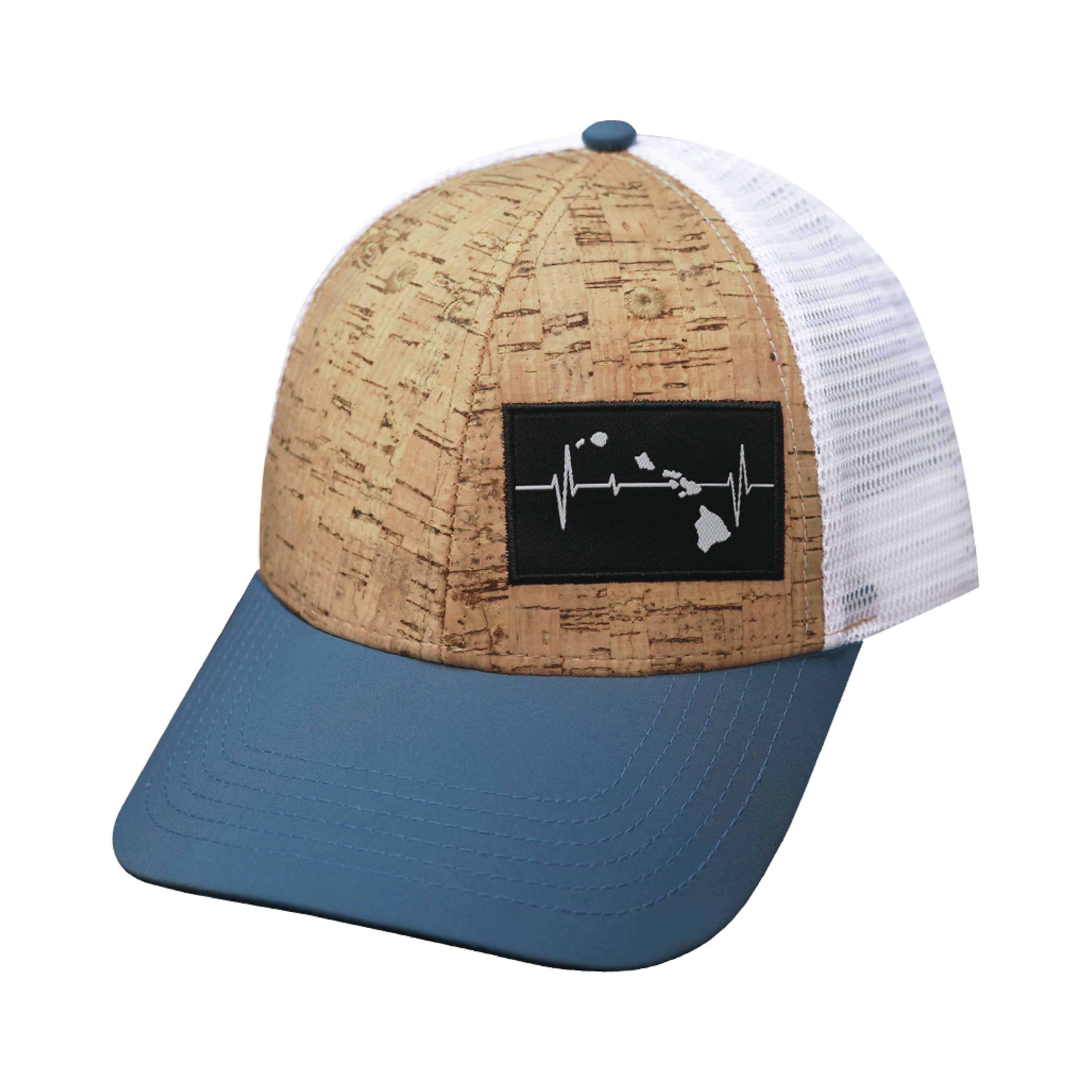 Hawaii Hat - Low Profile - Cork - Sea Blue / White - Trucker Mesh