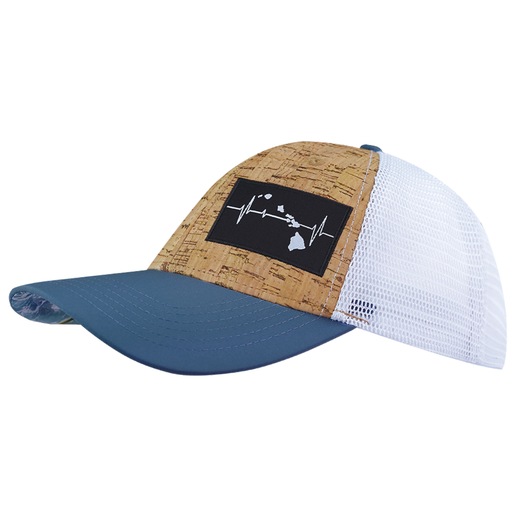Hawaii Hat - Low Profile - Cork - Sea Blue / White - Trucker Mesh
