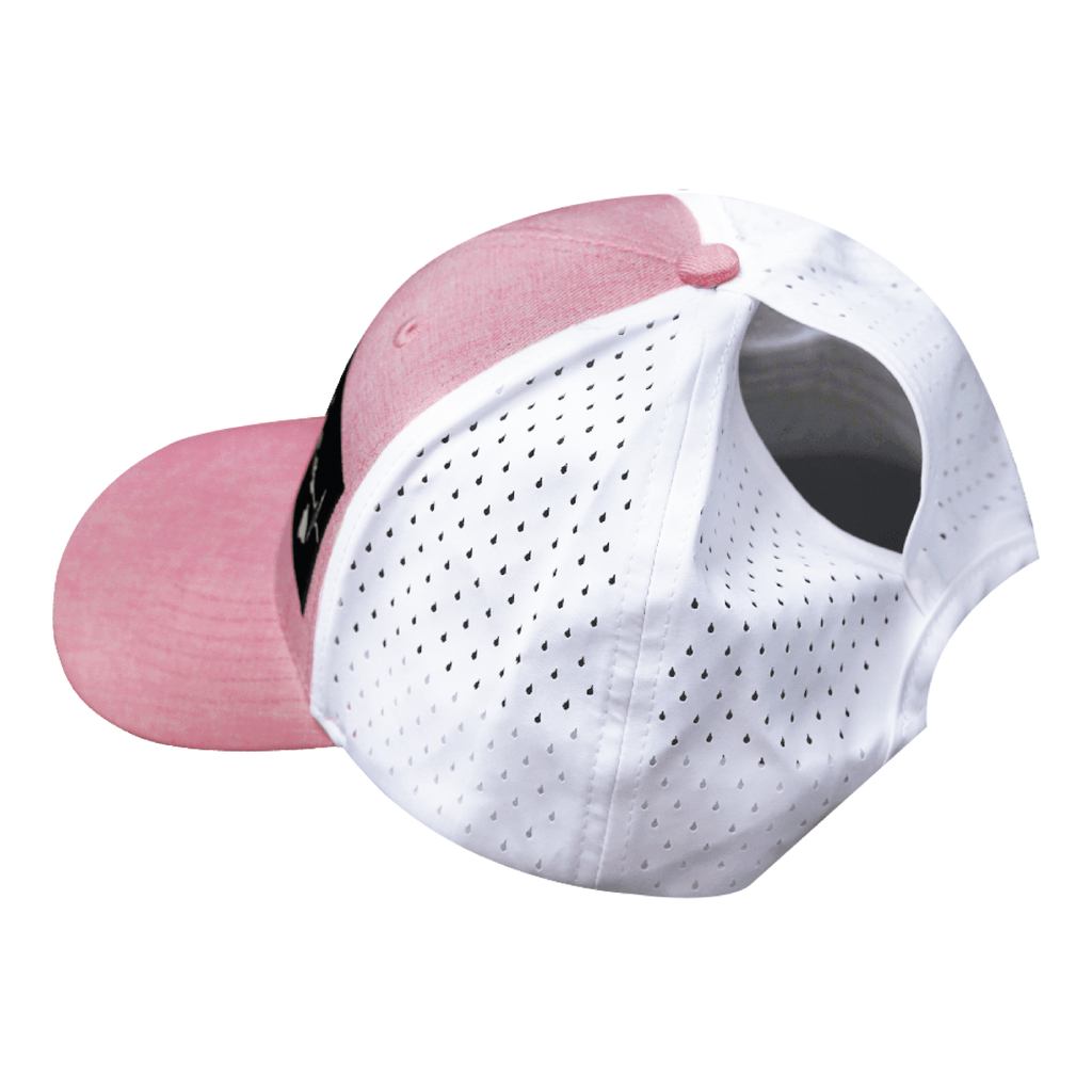 Hawaii Hat - Low Profile - Ponytail - Pink / White - Laser Mesh