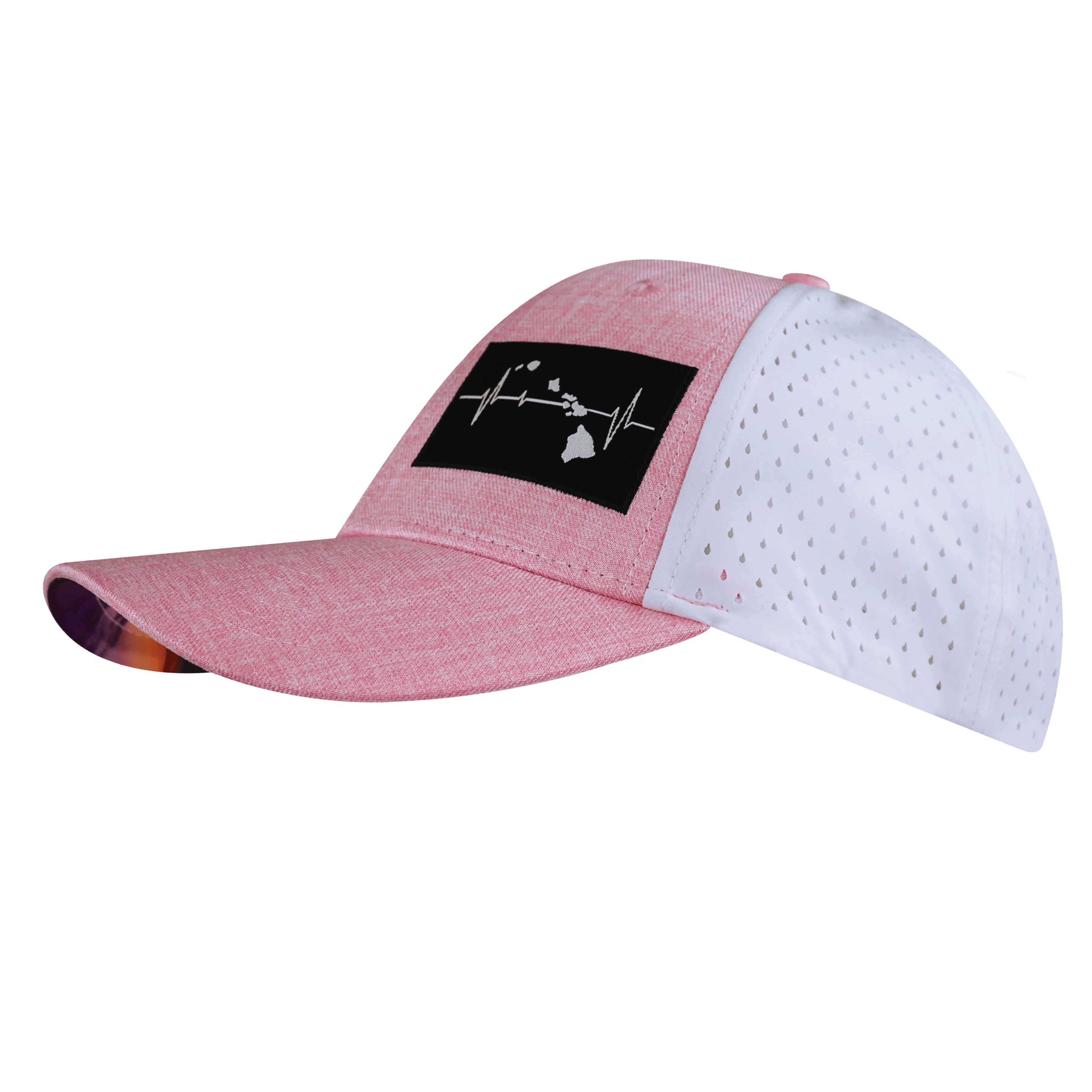 Hawaii Hat - Low Profile - Ponytail - Pink / White - Laser Mesh