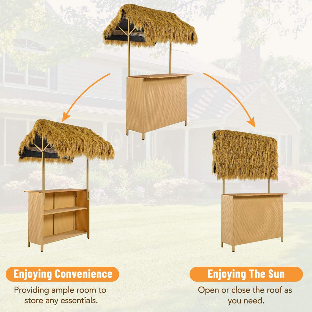 Alora 3-Piece Hawaiian Bar-Height Patio Set With Grass Canopy And Stools (SAK63047) – SAKSBY WHOLESALE, view 4