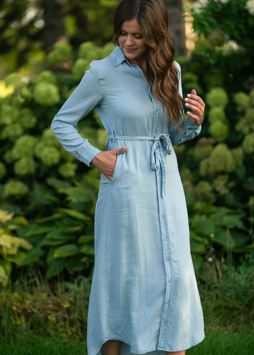 Inherit Co. Hazel Chambray Long Sleeve Dress — comparison shot