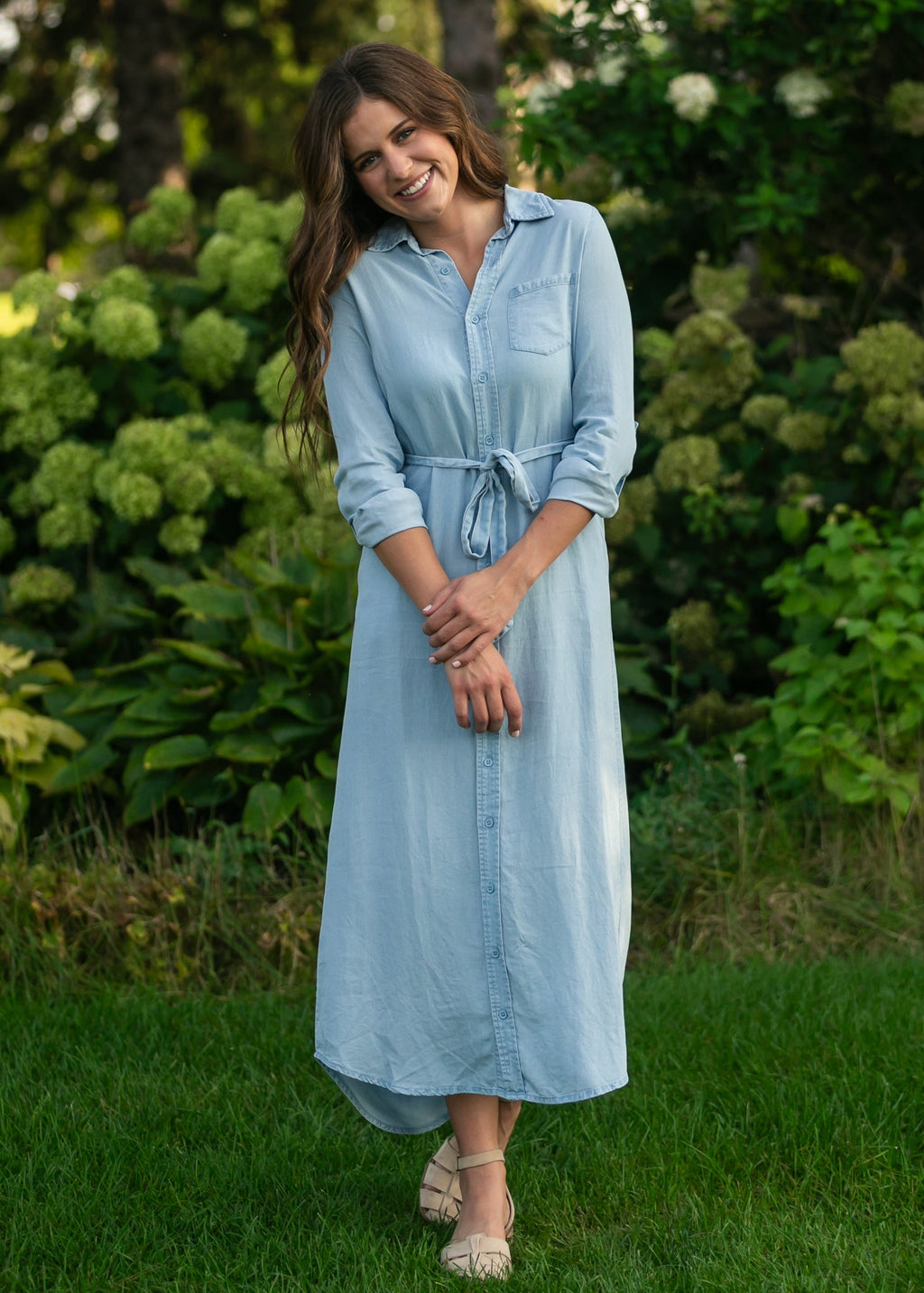 Inherit Co. Hazel Chambray Long Sleeve Dress — alternative angle