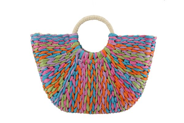 KADOU BOUTIQUE Natural Multicolor Straw Handbag — main product shot