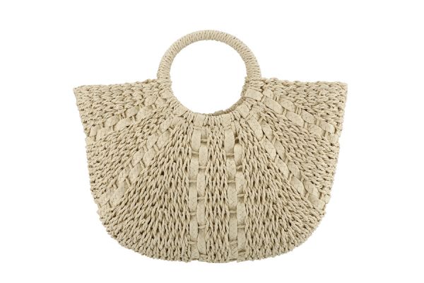 KADOU BOUTIQUE Ladies Natural Straw Handbag — lifestyle context