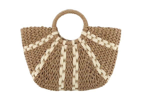 KADOU BOUTIQUE Ladies Natural Straw Handbag — detail close-up