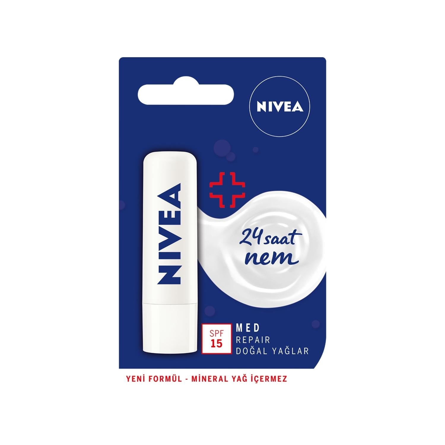 Nivea Lip Stick Med Repair SPF15 - 24 Hour Moisturizing Lip Care with SPF Protection