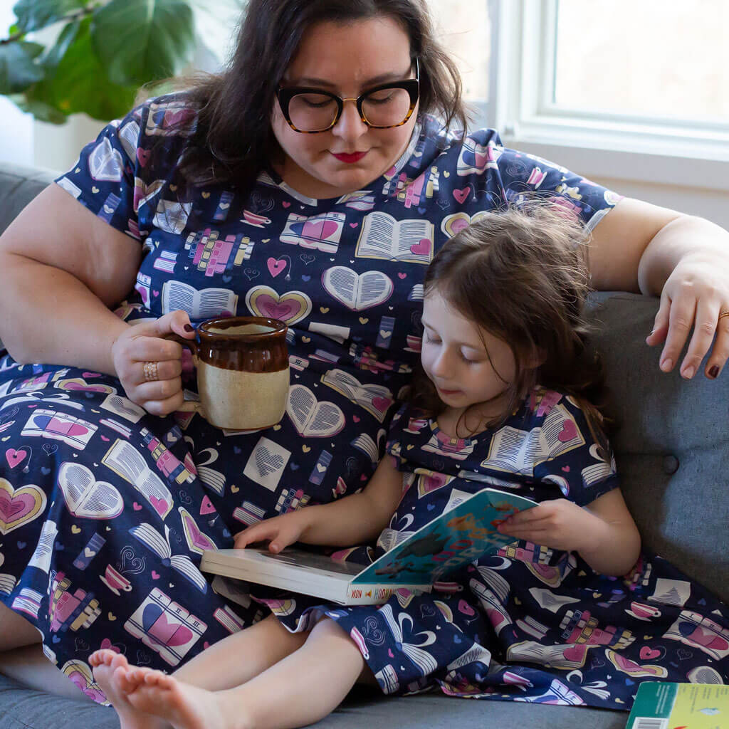 Princess Awesome & Boy Wonder "Love Letters" Books Super Twirler Dress with Pockets — Princess Awesome & Boy Wonder branding close-up