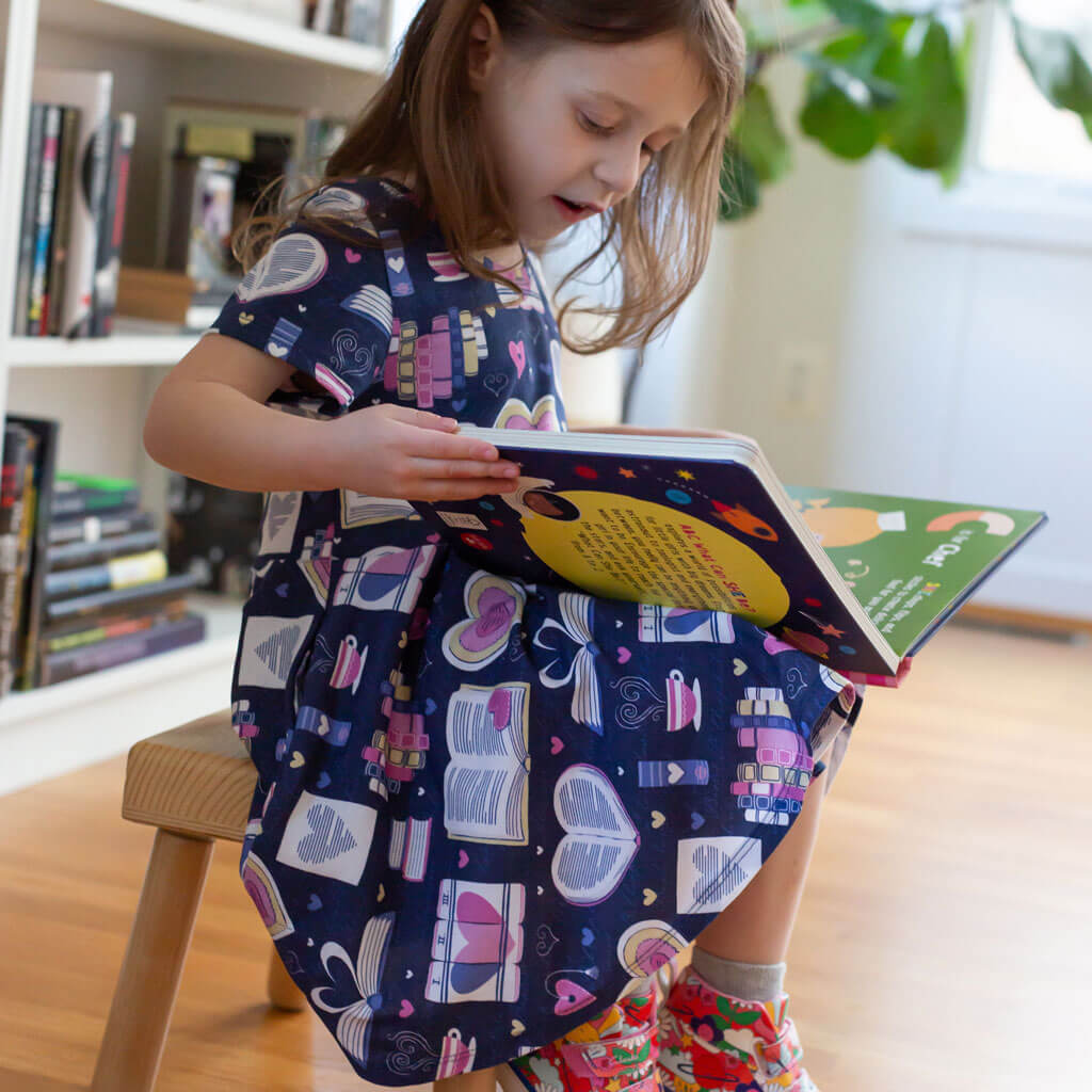Princess Awesome & Boy Wonder "Love Letters" Books Super Twirler Dress with Pockets — dresses category context