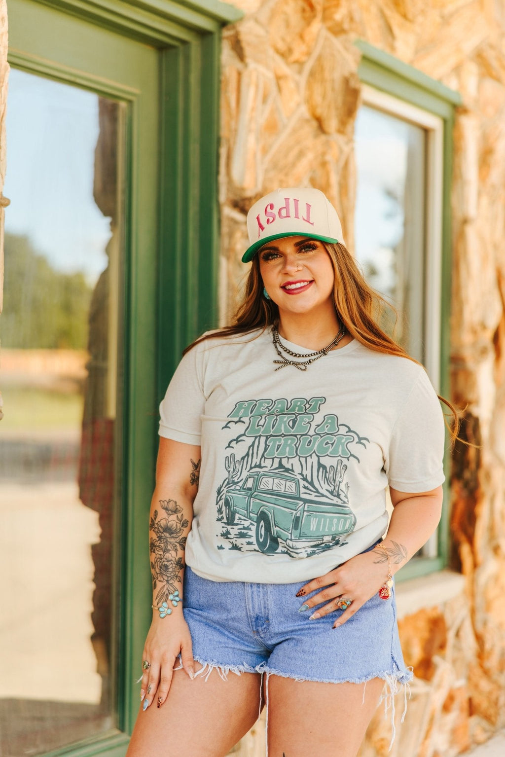 Wild Junkie Heart Like A Truck Graphic Tee - Turquoise — Turquoise detail