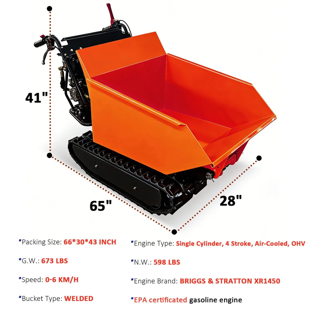 Heavy-Duty 1100LBS 10HP Gas-Powered Track Barrow With Hydraulic Assist (SAK48291) – SAKSBY WHOLESALE, view 16