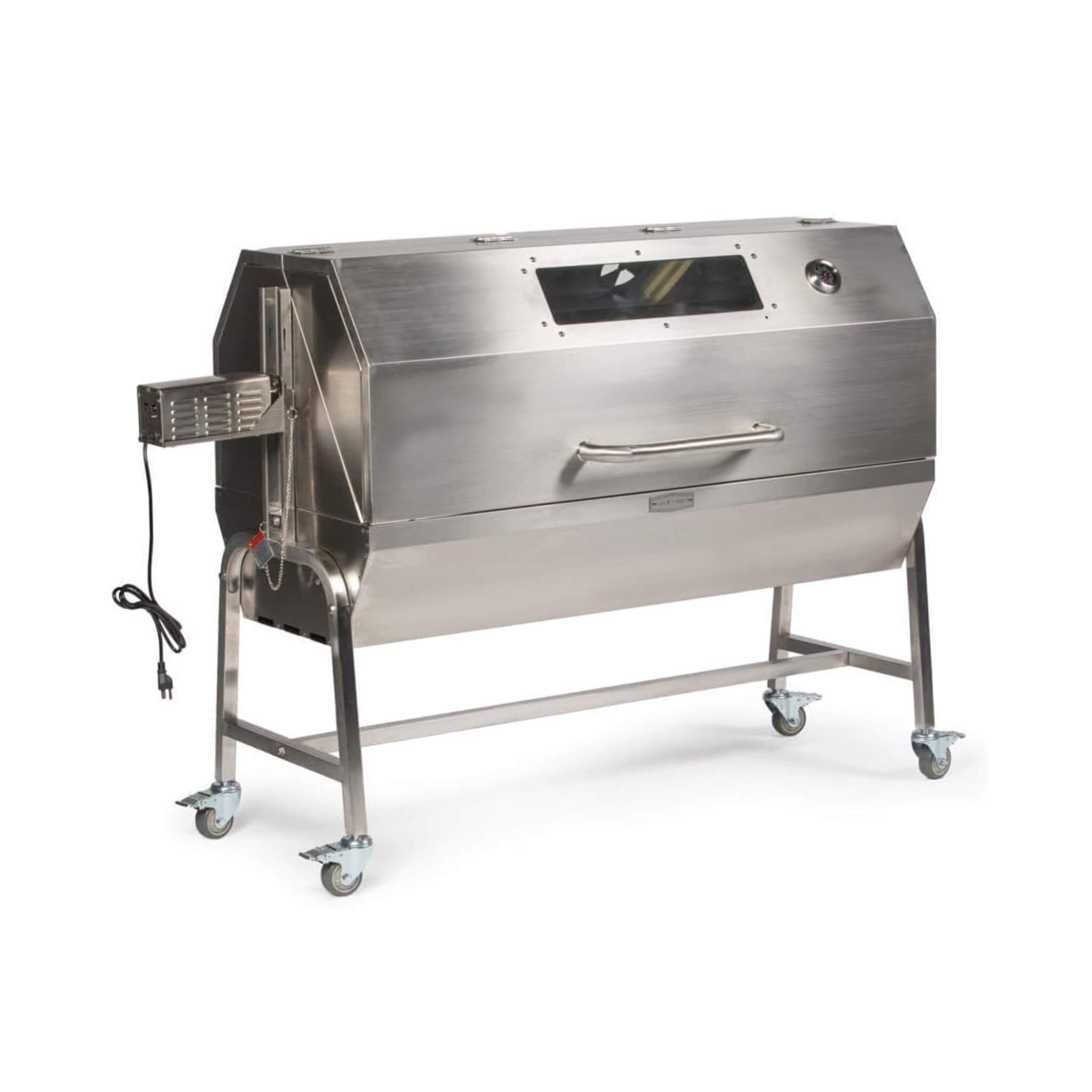 Heavy-Duty Commercial 125 LB Portable Electric Stainless Steel Hooded BBQ Rotisserie Grill With Viewing Window (SAK31975) – S