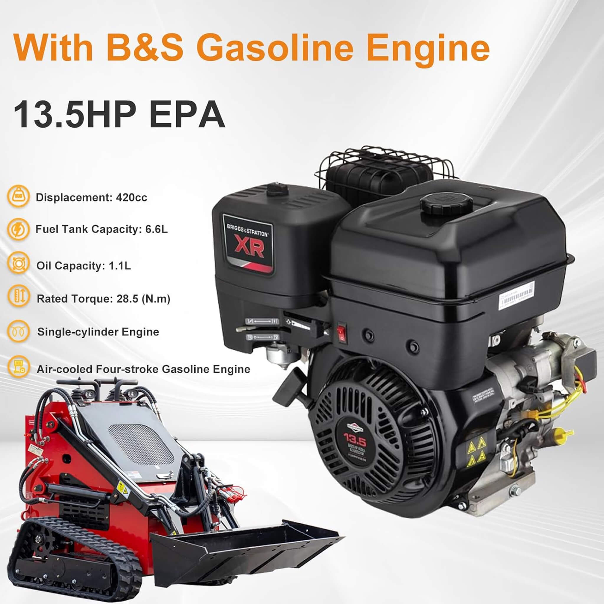 Heavy-Duty 13.5HP Mini Crawler Skid Steer Loader With Bucket (SAK39052) – SAKSBY WHOLESALE, view 7