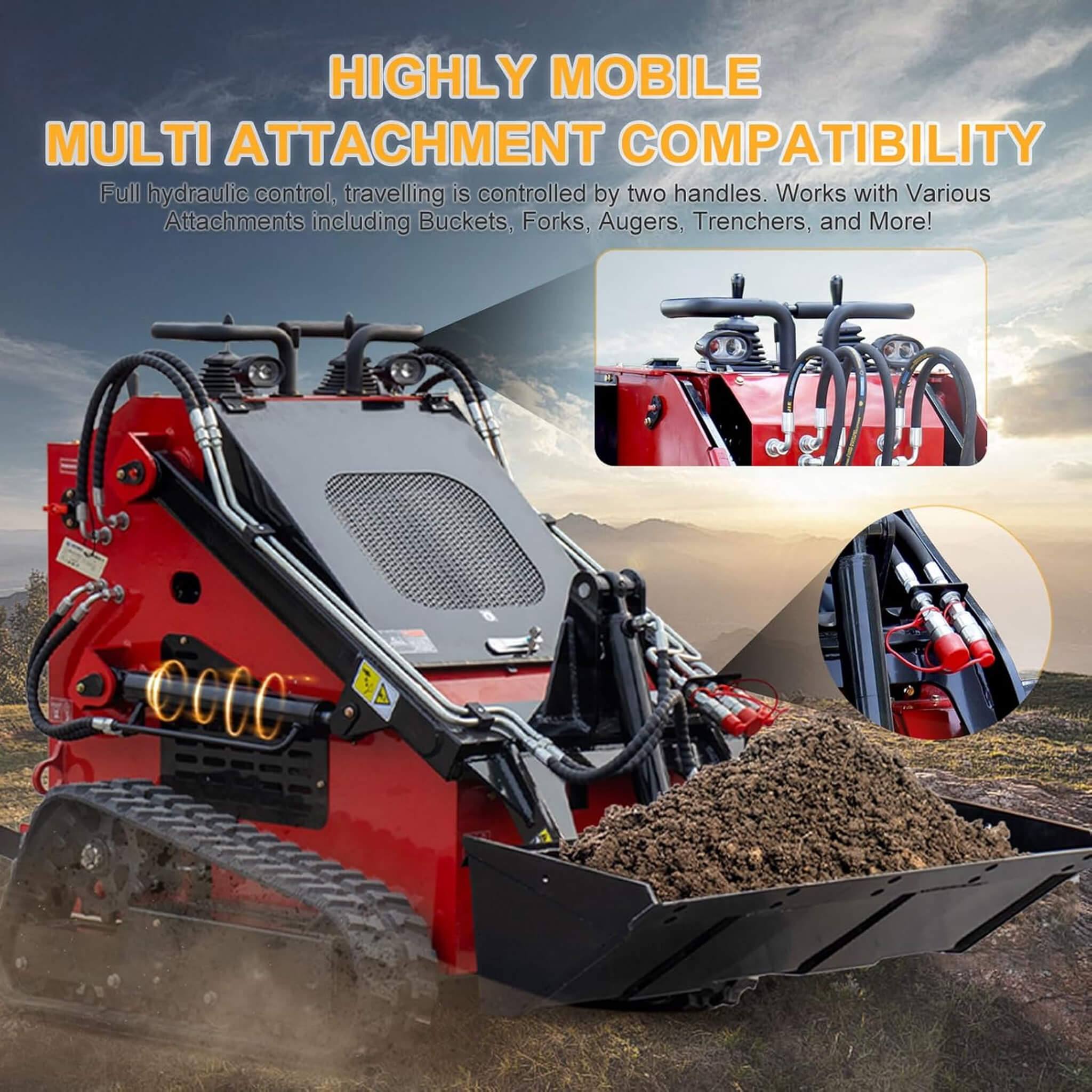 Heavy-Duty 13.5HP Mini Crawler Skid Steer Loader With Bucket (SAK39052) – SAKSBY WHOLESALE, view 9