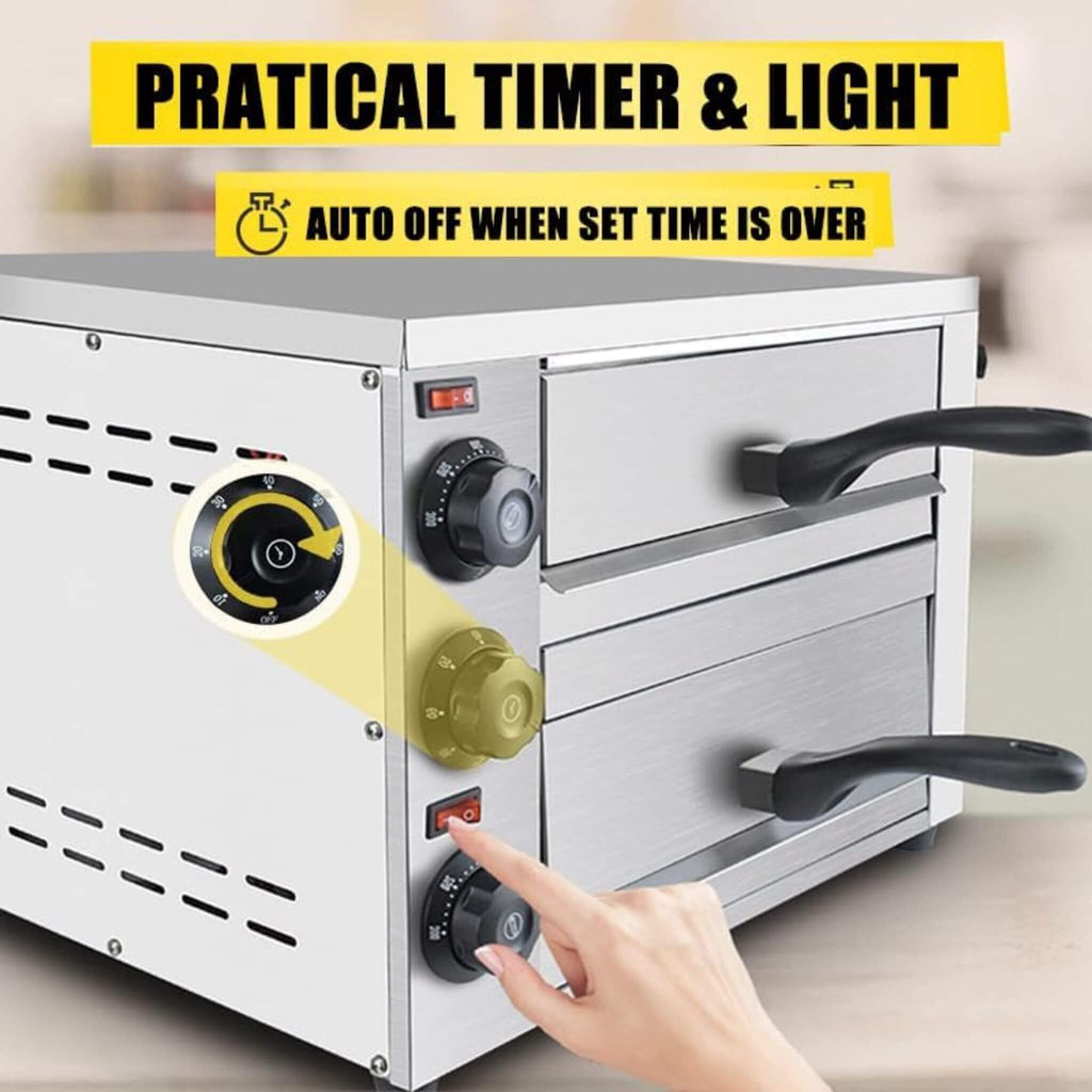 Heavy-Duty 14-Inch Commercial Stainless Steel Electric 2-Tier Tabletop Pizza Oven With Timer (SAK90432) – SAKSBY WHOLESALE, v