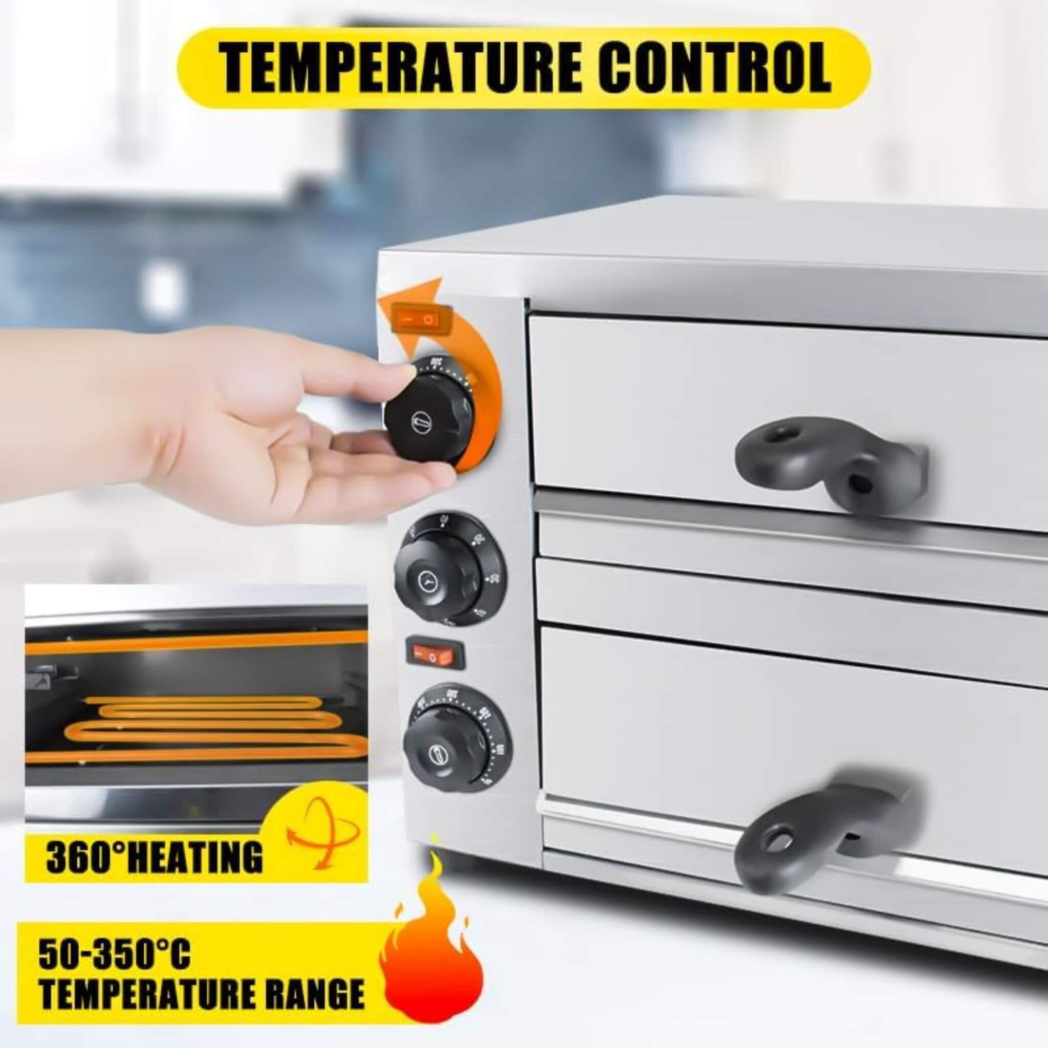 Heavy-Duty 14-Inch Commercial Stainless Steel Electric 2-Tier Tabletop Pizza Oven With Timer (SAK90432) – SAKSBY WHOLESALE, v
