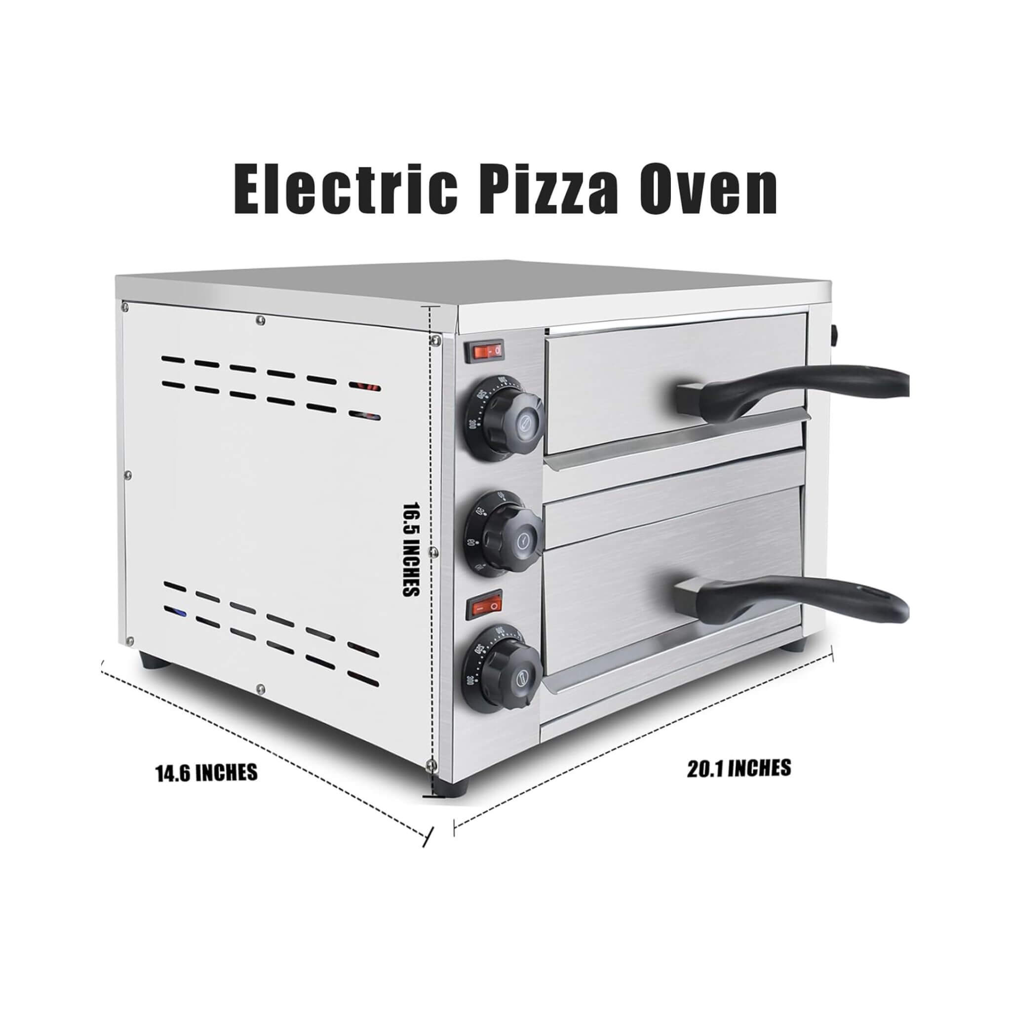 Heavy-Duty 14-Inch Commercial Stainless Steel Electric 2-Tier Tabletop Pizza Oven With Timer (SAK90432) – SAKSBY WHOLESALE, v