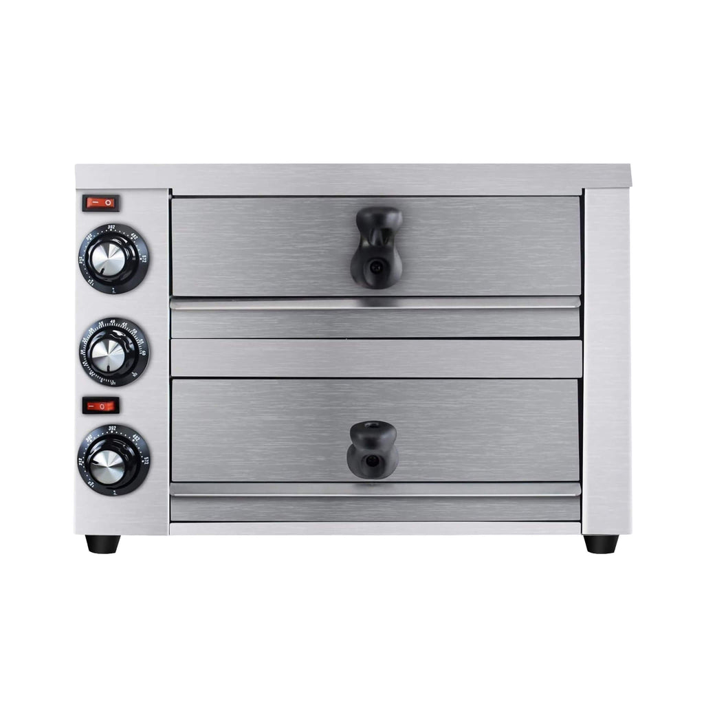 Heavy-Duty 14-Inch Commercial Stainless Steel Electric 2-Tier Tabletop Pizza Oven With Timer (SAK90432) – SAKSBY WHOLESALE