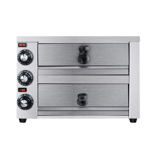 Heavy-Duty 14-Inch Commercial Stainless Steel Electric 2-Tier Tabletop Pizza Oven With Timer (SAK90432) – SAKSBY WHOLESALE
