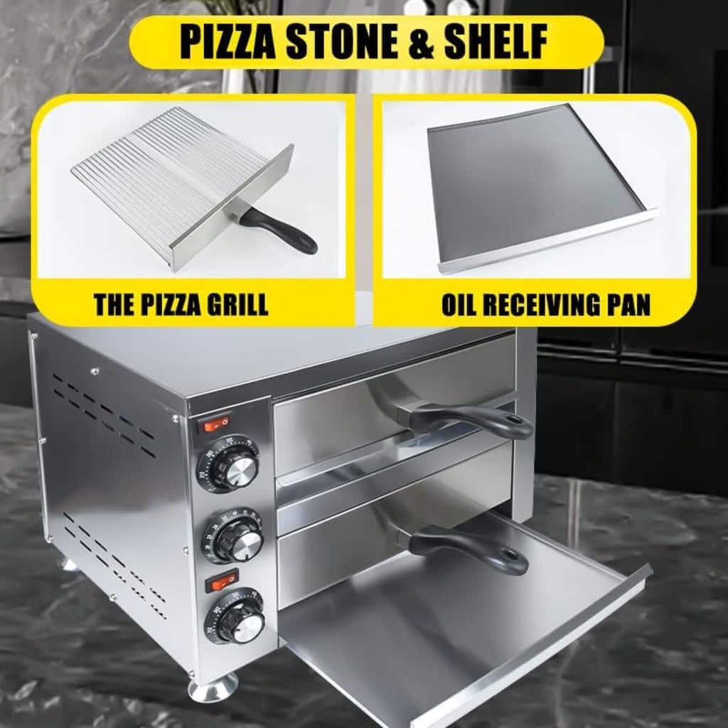 Heavy-Duty 14-Inch Commercial Stainless Steel Electric 2-Tier Tabletop Pizza Oven With Timer (SAK90432) – SAKSBY WHOLESALE, v