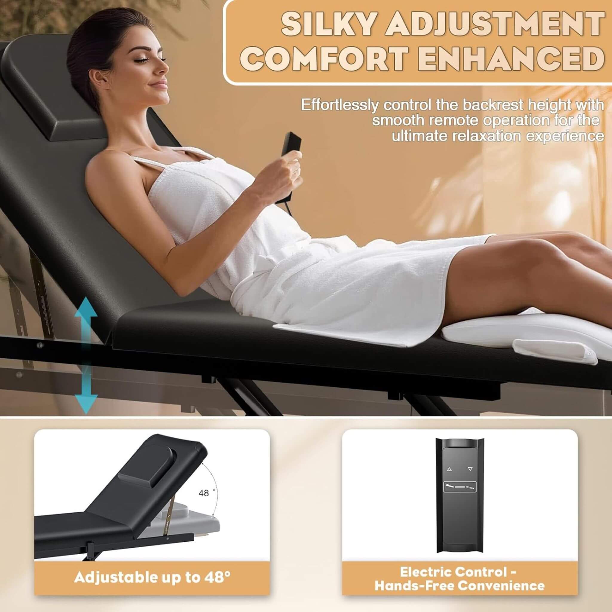 Heavy-Duty 1500 LBS Adjustable Electric Massage Table With Lift (SAK74105) – SAKSBY WHOLESALE, view 3