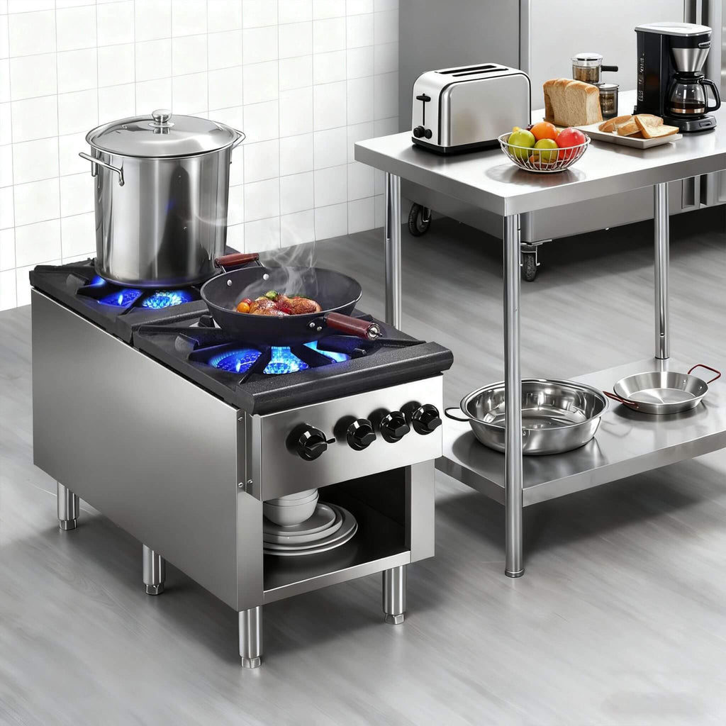 Heavy-Duty 18K BTU Commercial 2-Burner Stainless Steel Gas Stove Range (SAK40721) – SAKSBY WHOLESALE, view 5