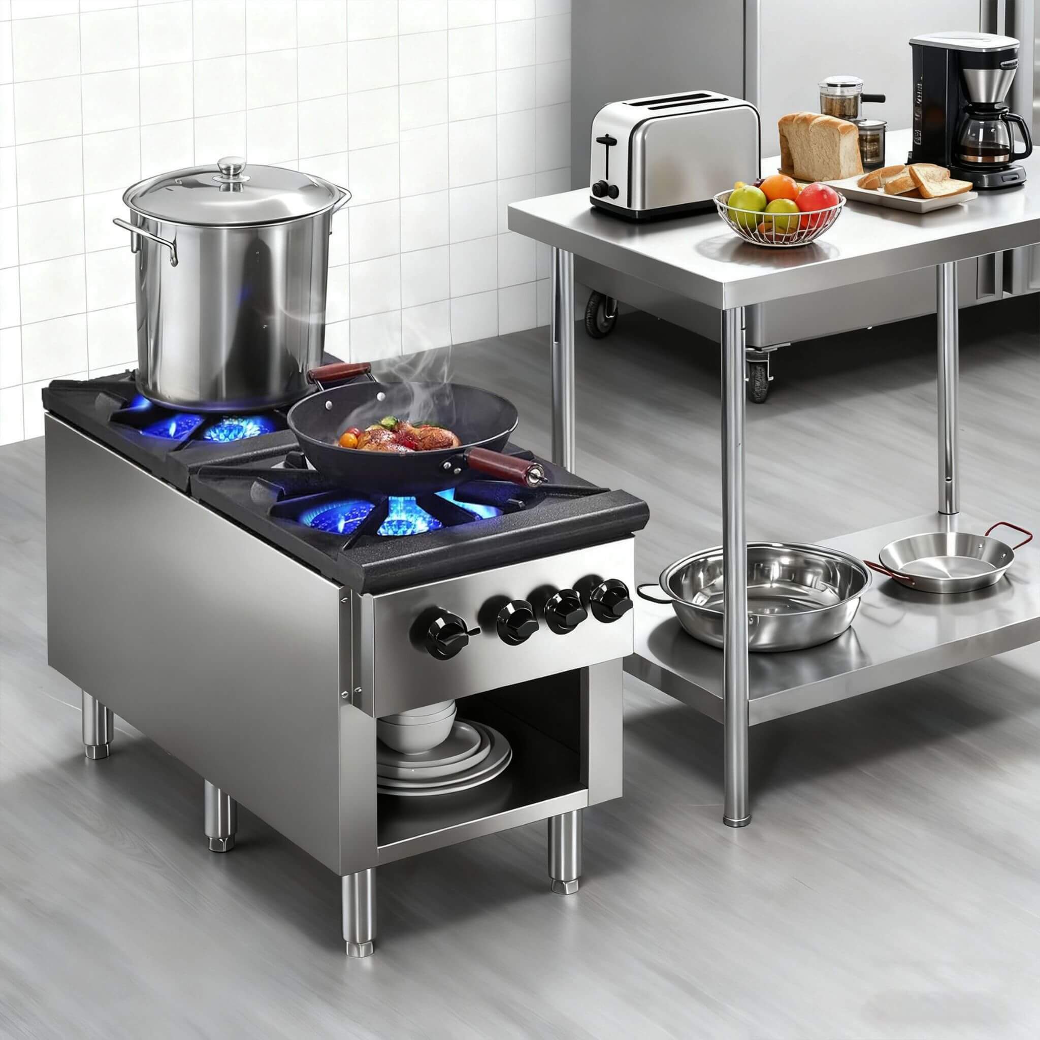 Heavy-Duty 18K BTU Commercial 2-Burner Stainless Steel Gas Stove Range (SAK40721) – SAKSBY WHOLESALE, view 5